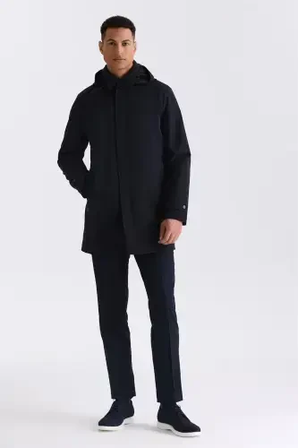 Черный классический жакет с капюшоном и скрытой молнией Comfort Fit - JAKAMEN (1)