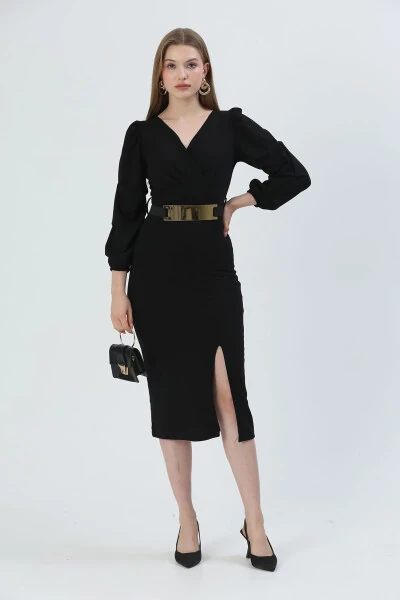 Чёрный Креп Ткань Запах Вырез Разрез Дизайн Ке - SECRET PASSION LINGERIE