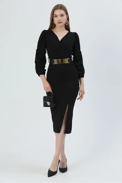 Чёрный Креп Ткань Запах Вырез Разрез Дизайн Ке - SECRET PASSION LINGERIE (1)