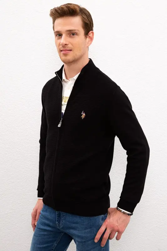 Черный мужской кардиган-VR046 - U.S. POLO ASSN.