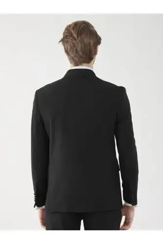 Черный мужской костюм-смокинг Slim Fit с обычным воротником - 92393 - 6