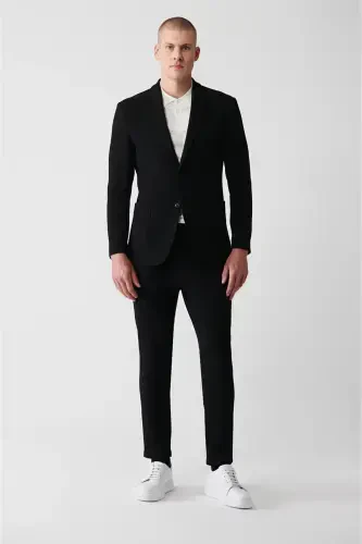 Черный мужской пиджак с двойным рядом пуговиц, slim fit, без подкладки. - 6