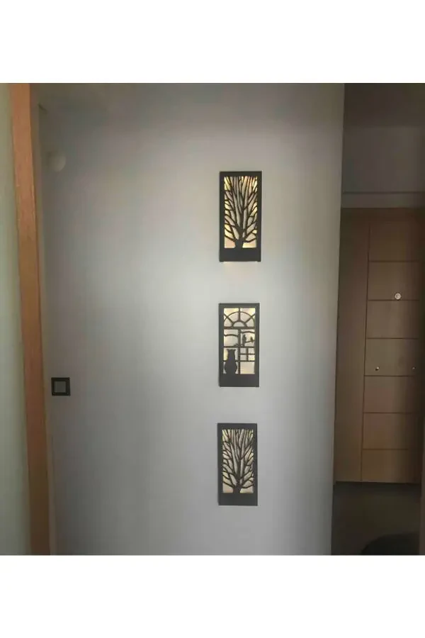 Черный набор из 3 предметов с батарейками в комплекте, светодиодная деревянная картина с феями, домашний подарок, прихожая, ночной светильник, настенный декор - 7