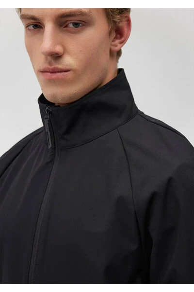 Черный пиджак с воротником-стойкой из мужской коллекции - 6