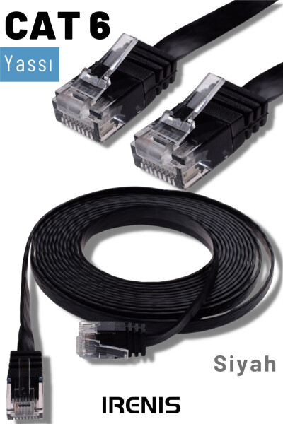 Черный плоский Ethernet-кабель Cat6 (сетевой) 15 метров - 6