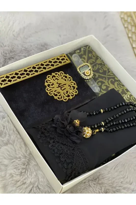 Черный религиозный сувенир, набор для намаза, свадебный бохо, сувенир, комплект для намаза - черный - 1