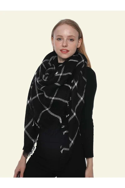 Черный шарф с белыми полосками - Modazone (1)