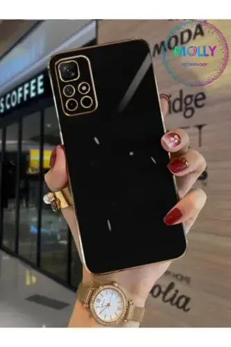 Черный силиконовый чехол с золотой отделкой для Xiaomi Redmi 10 2022 - Черный - 1