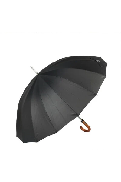 Черный Шотландский Клетка Деревянная Ручка 16 Стальных Спиц Премиум Роскошный Мужской Трость Зонтик M21marmpr1025r002 - Modazone