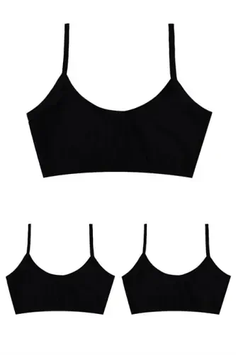 Черный спортивный лифчик для девочек, 3 шт. - 1