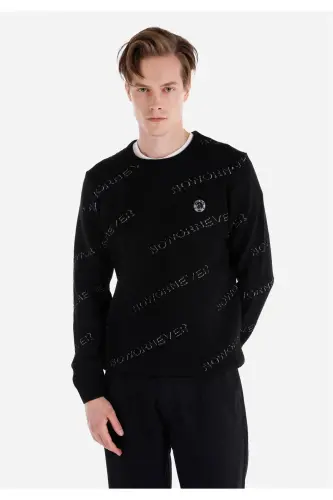 Черный свитер для мужчин с круглым вырезом, regular fit - 1