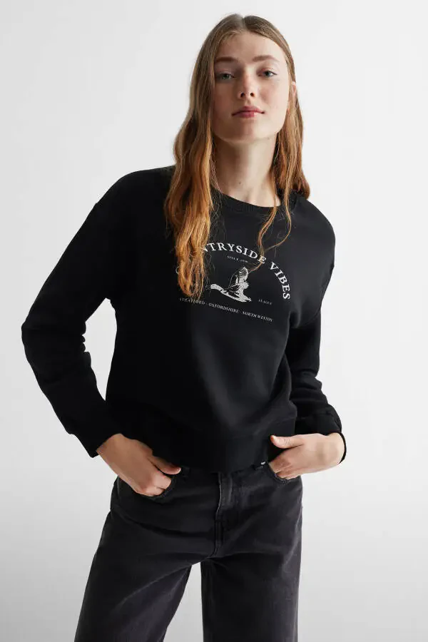 Черный свитшот для девочек - 2