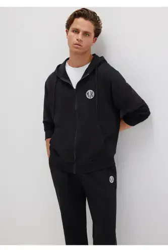 Черный свитшот с капюшоном и молнией с логотипом Mvjns 0s10193-900 - 3