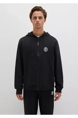 Черный свитшот с капюшоном и молнией с логотипом Mvjns 0s10193-900 - 4