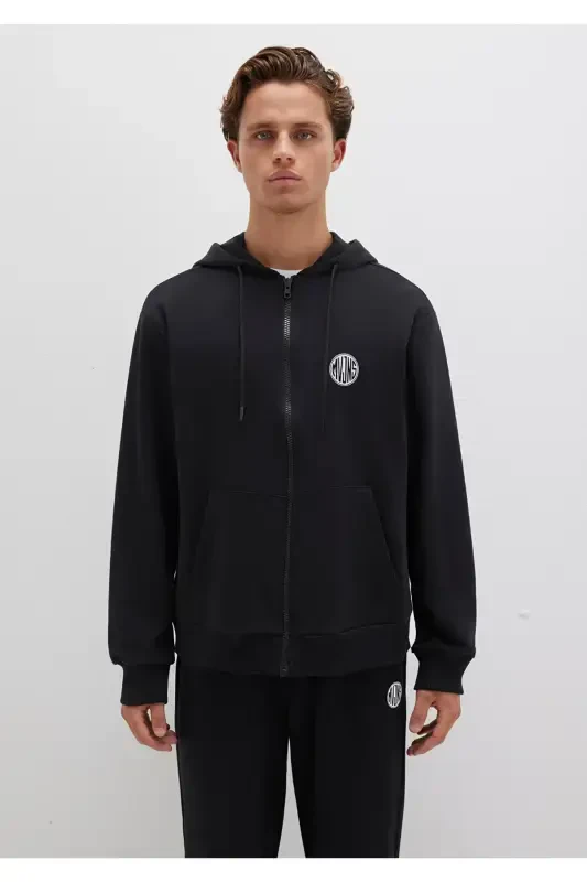 Черный свитшот с капюшоном и молнией с логотипом Mvjns 0s10193-900 - 4