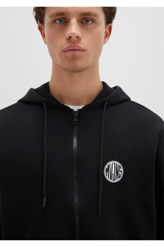 Черный свитшот с капюшоном и молнией с логотипом Mvjns 0s10193-900 - 6