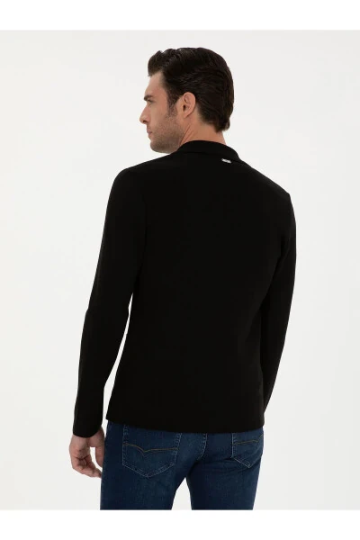 Черный трикотажный кардиган с V-образным вырезом из шерстяной смеси Slim Fit - 5