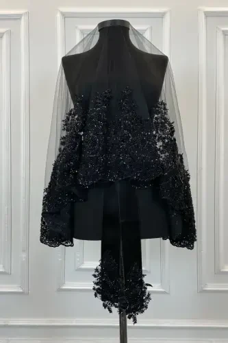 Черный Vip Deluxe Свадебный Набор Фаты, Фата для Хны 6 Штук Полный Набор-Черный - 3