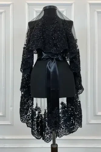 Черный Vip Deluxe Свадебный Набор Фаты, Фата для Хны 6 Штук Полный Набор-Черный - 7