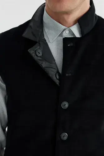 Черный воротник судьи двусторонний жилет Slim Fit - 5