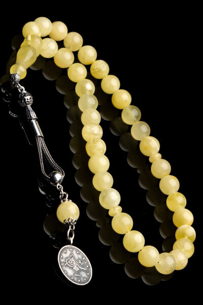 Certified Amber Tasbih with Silver Tassel - OTTOTESBİH
