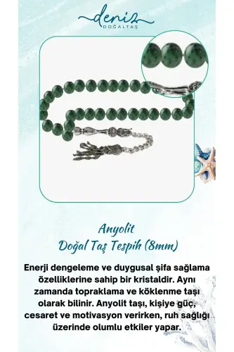 Certified Anyolite Natural Stone Rosary 8mm-tesbihrenk6 