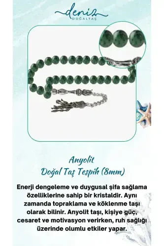 Certified Anyolite Natural Stone Rosary 8mm-tesbihrenk6 - 1