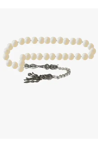 Certified Aragonite Natural Stone Rosary 8mm - tesbihrenk8 - 3