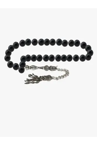 Certified Black Eye Agate Natural Stone Rosary 8mm-tesbihrenk34 - 2