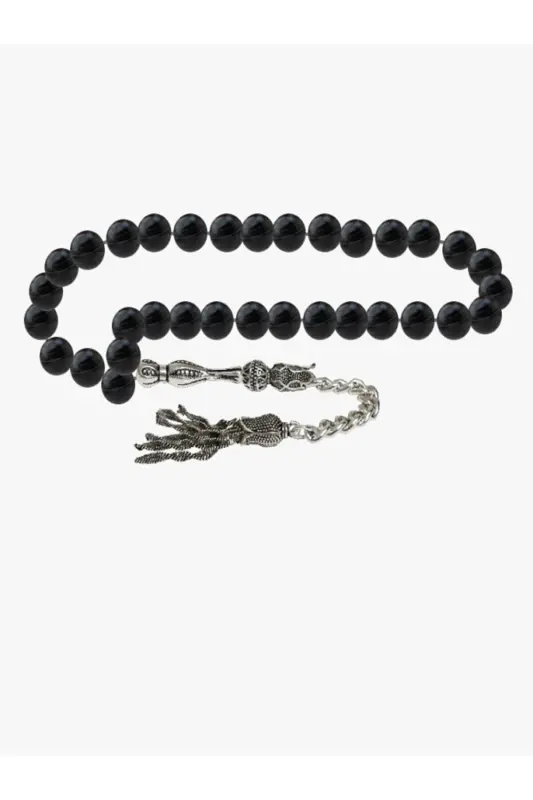 Certified Black Eye Agate Natural Stone Rosary 8mm-tesbihrenk34 - 2