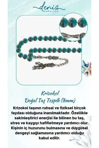 Certified Chrysocolla Natural Stone Rosary 8mm-tesbihrenk22 