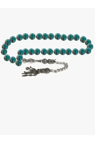 Certified Chrysocolla Natural Stone Rosary 8mm-tesbihrenk22 - 2