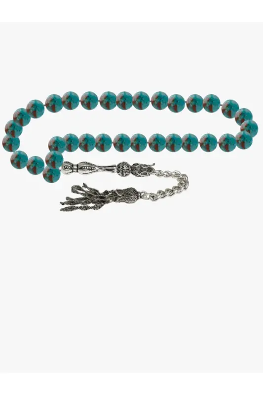 Certified Chrysocolla Natural Stone Rosary 8mm-tesbihrenk22 - 2
