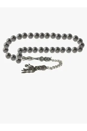 Certified Gray Jasper Natural Stone Rosary 8mm - tesbihrenk12 - 3