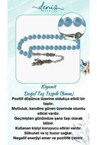 Certified Kyanite Natural Stone Rosary 8mm-tesbihrenk21 
