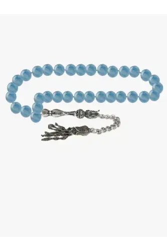 Certified Kyanite Natural Stone Rosary 8mm-tesbihrenk21 - DENIZ DOĞAL TAŞ (1)