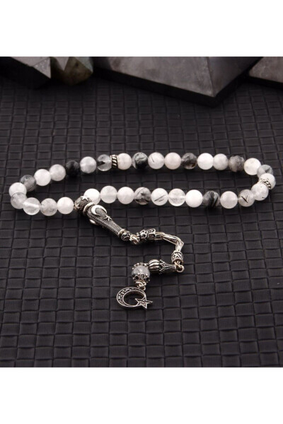 Certified Natural Stone Bracelet And Tasbih Set - Rutilated Quartz - OSMANLI DOĞAL TAŞ