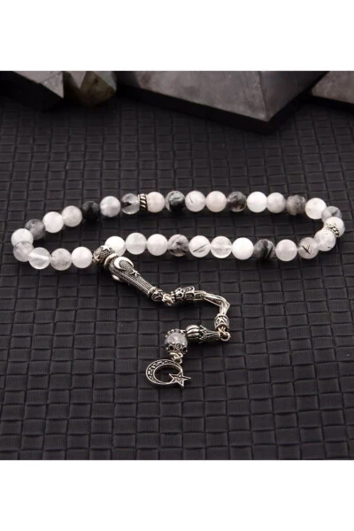 Certified Natural Stone Bracelet And Tasbih Set - Rutilated Quartz - OSMANLI DOĞAL TAŞ