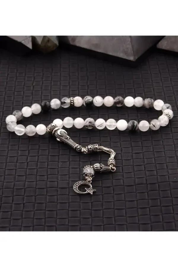 Certified Natural Stone Bracelet And Tasbih Set - Rutilated Quartz - 1