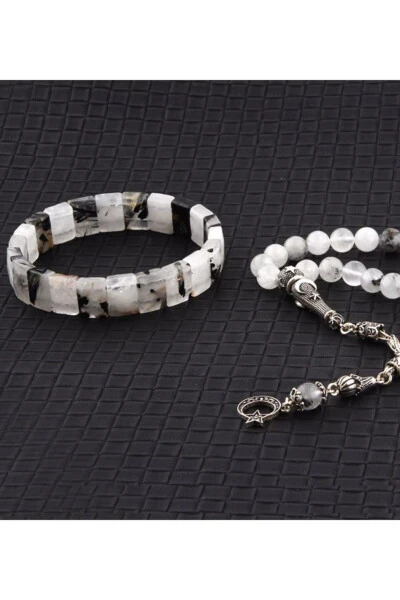Certified Natural Stone Bracelet And Tasbih Set - Rutilated Quartz - OSMANLI DOĞAL TAŞ (1)