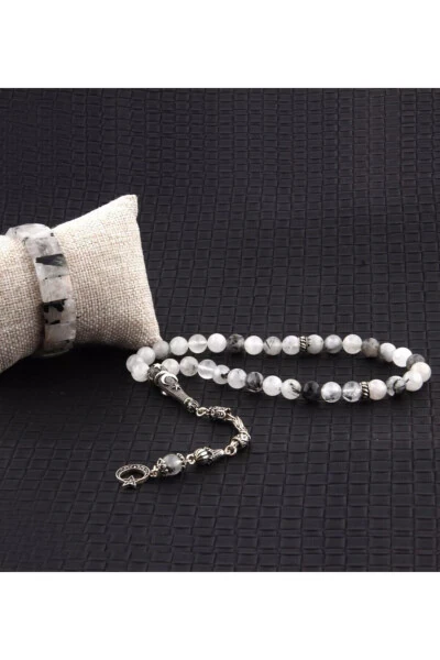 Certified Natural Stone Bracelet And Tasbih Set - Rutilated Quartz - 4