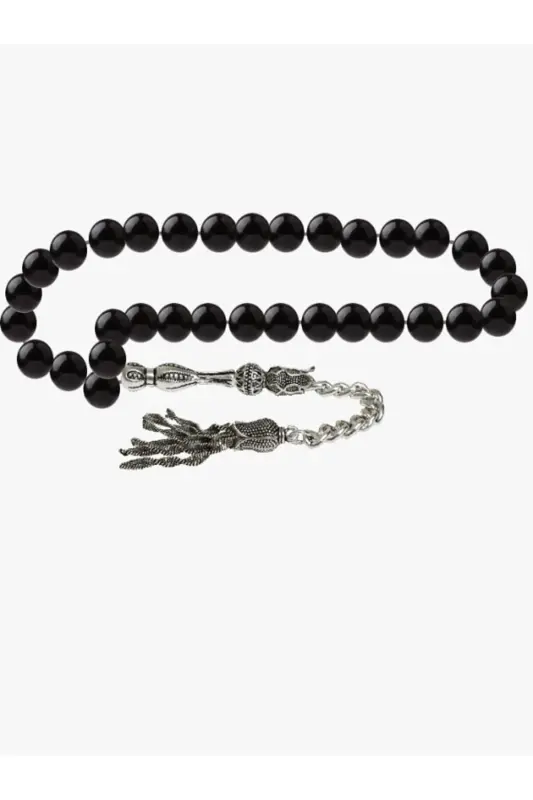 Certified Obsidian Natural Stone Rosary 8mm-tesbihrenk28 - 2