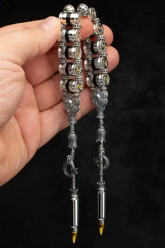 Certified Original Bullet Design 110Gr 925 Sterling Silver Rosary Zaza Rosary-Gray - 1