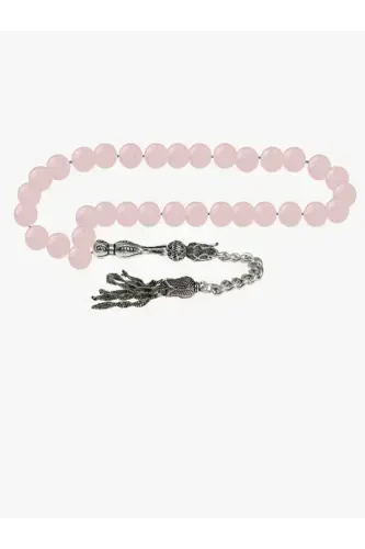 Certified Pink Quartz Natural Stone Rosary 8mm-tesbihrenk29 - DENIZ DOĞAL TAŞ (1)