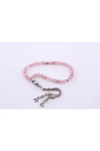 Certified Pink Quartz Natural Stone Tasbih 6 Mm, T209 - OSMANLI DEĞERLİ TAŞ (1)
