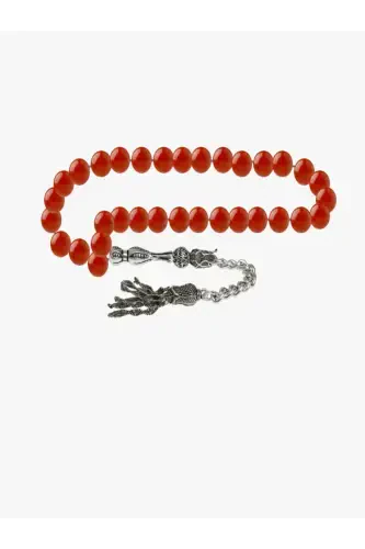 Certified Red Agate Natural Stone Rosary 8mm-tesbihrenk19 - DENIZ DOĞAL TAŞ (1)