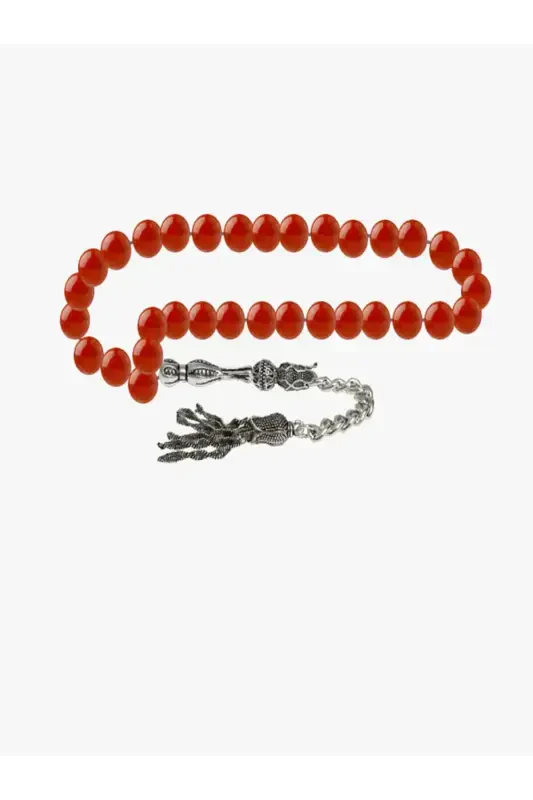 Certified Red Agate Natural Stone Rosary 8mm-tesbihrenk19 - 2