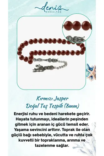 Certified Red Jasper Natural Stone Rosary 8mm-tesbihrenk20 