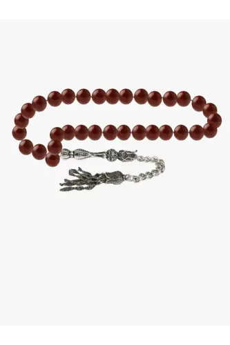 Certified Red Jasper Natural Stone Rosary 8mm-tesbihrenk20 - 2