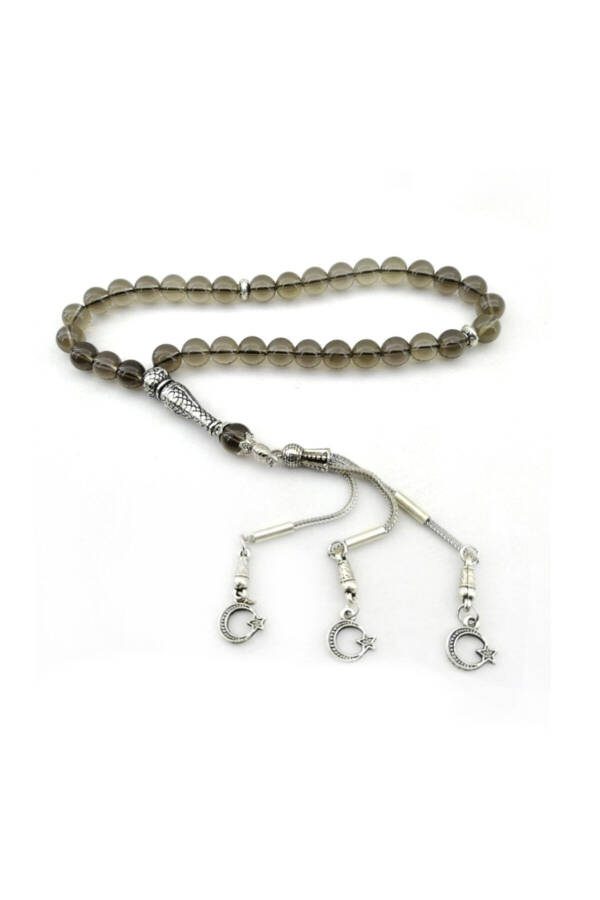 Certified Smoky Quartz Natural Stone Prayer Beads (8 mm) - 1